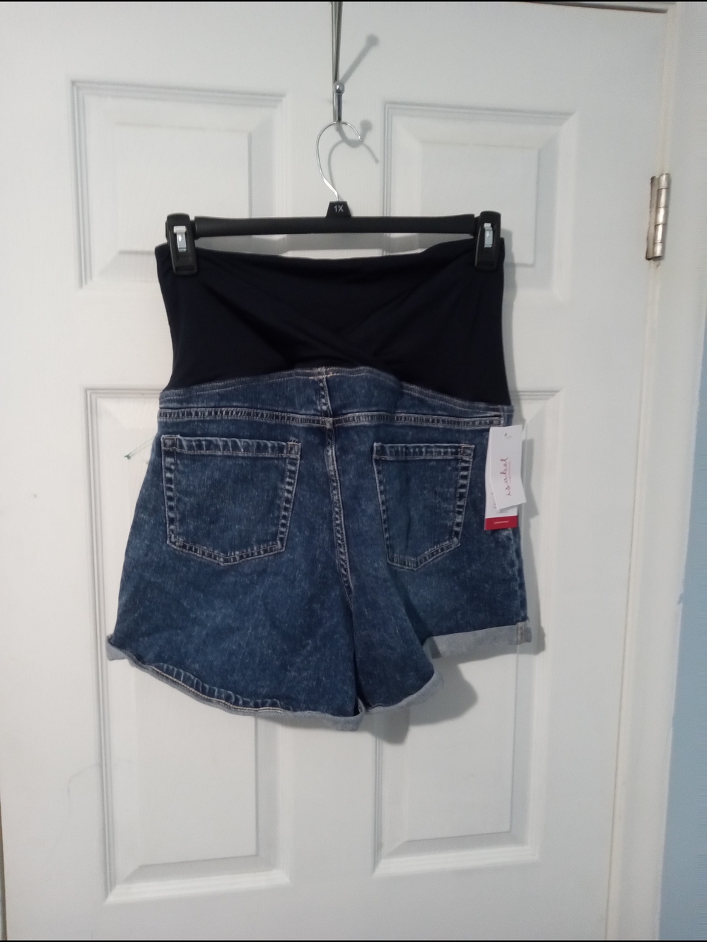 Isabel Maternity by Ingrid & Isabel Blue Denim Shorts with Black Stretch Panel - Picture 5 of 6